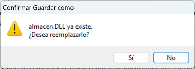 Aviso de Windows: almacen.DLL ya existe, ¿desea reemplazarlo?
